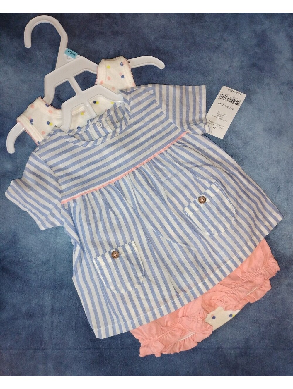 Carter's Baby Girls 6 month Striped shirt and Bloomer 3-piece Set